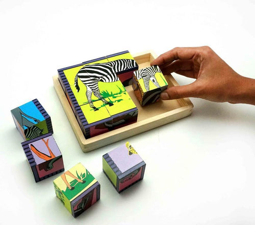 Skola Toys Wooden Animal Puzzle Blocks 